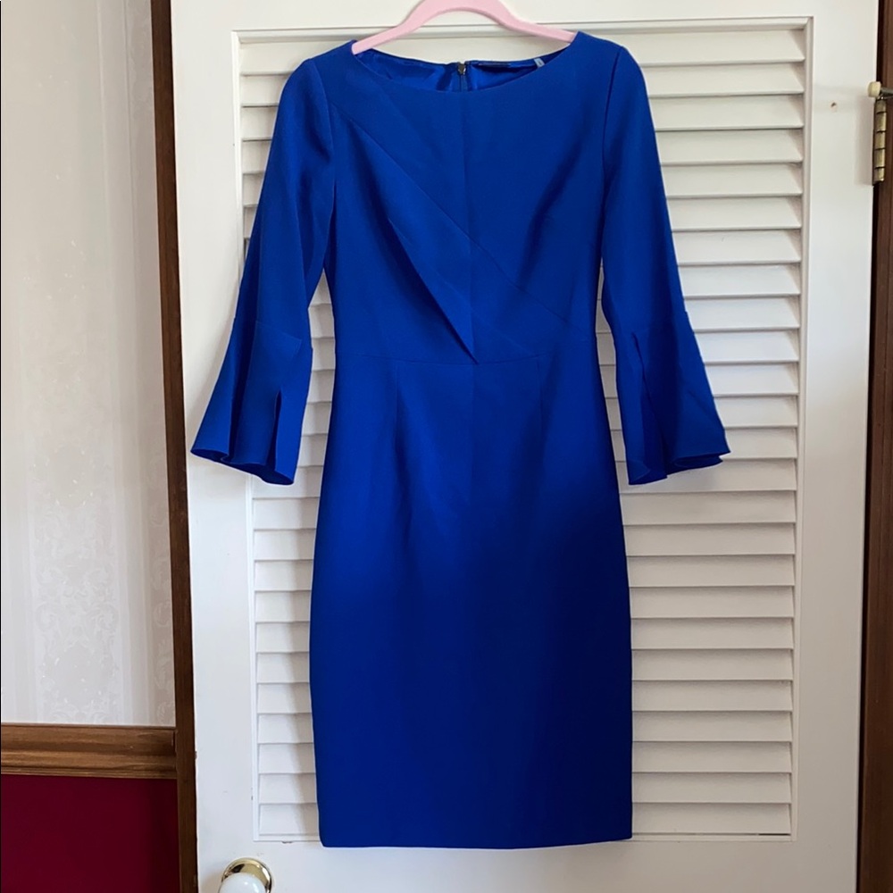 Elie Tahari flutter sleeve dress cobalt blue 0